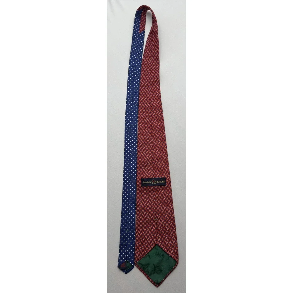 Tommy Hilfiger Men's 100% Silk USA Red‎ White Blue Stars W4